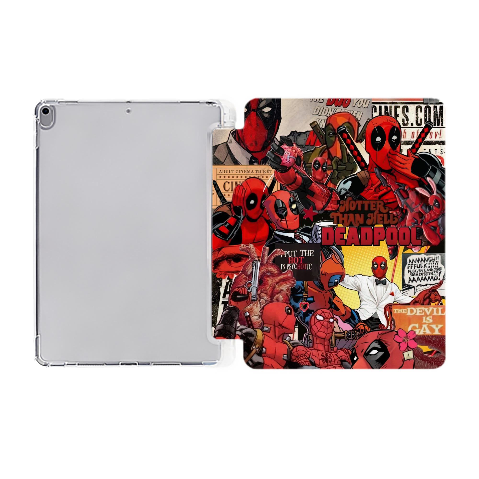 （画像用） Deadpool デッドプール IPad ケース ペン収納付き 三つ折りスタンド PUレザー×シリコン 対応機種9.5/10.5/10.9インチ